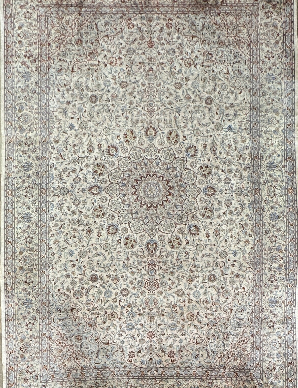 Pure Silk rare vintage handmade Persian rug 300x198 cm