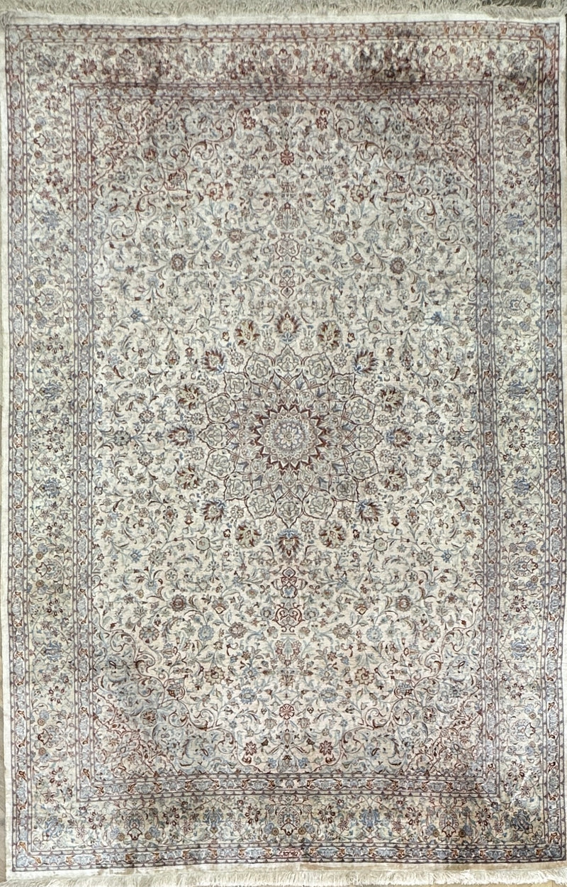 Pure Silk rare vintage handmade Persian rug 300x198 cm