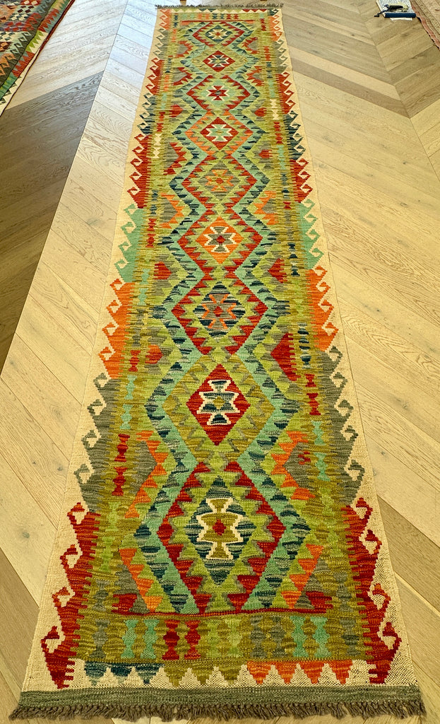 Afghan hand made Kilim runner 387x86 cm