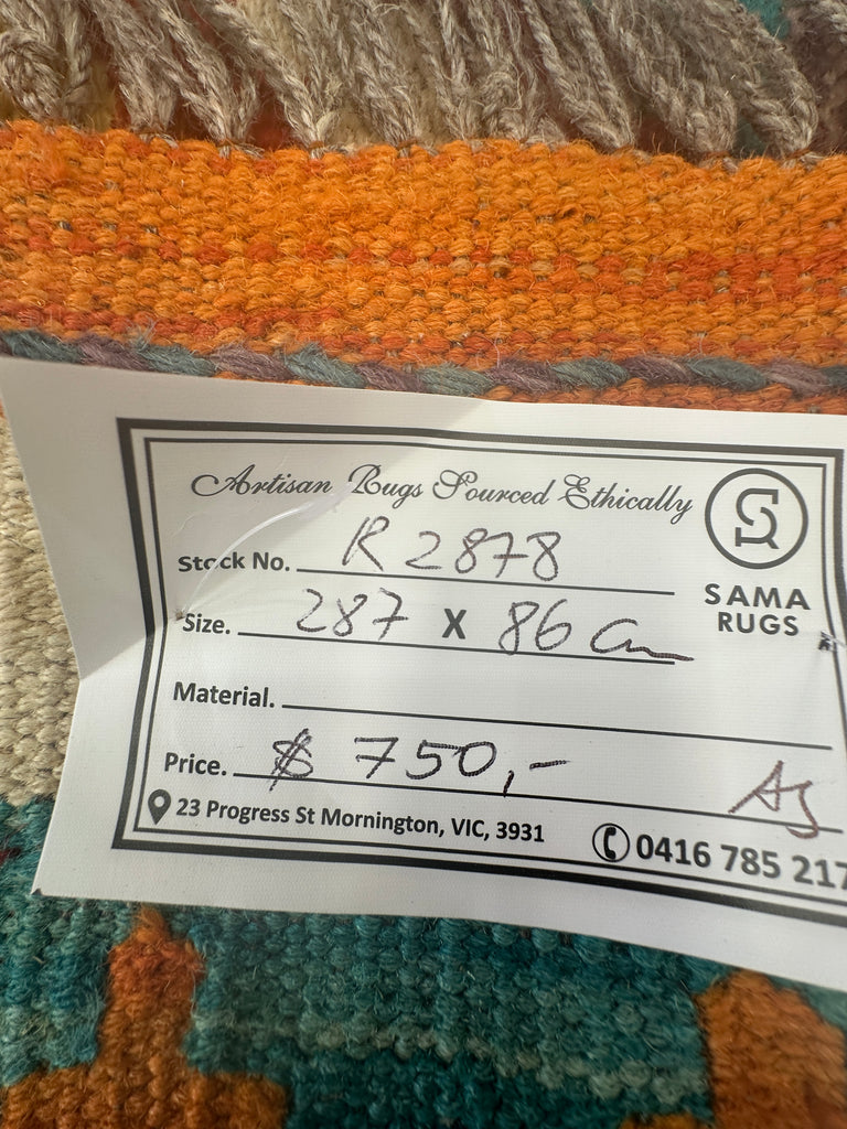 Afghan hand made Kilim runner 287x86 cm