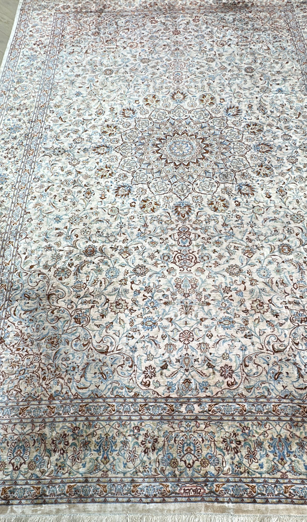 Pure Silk rare vintage handmade Persian rug 300x198 cm