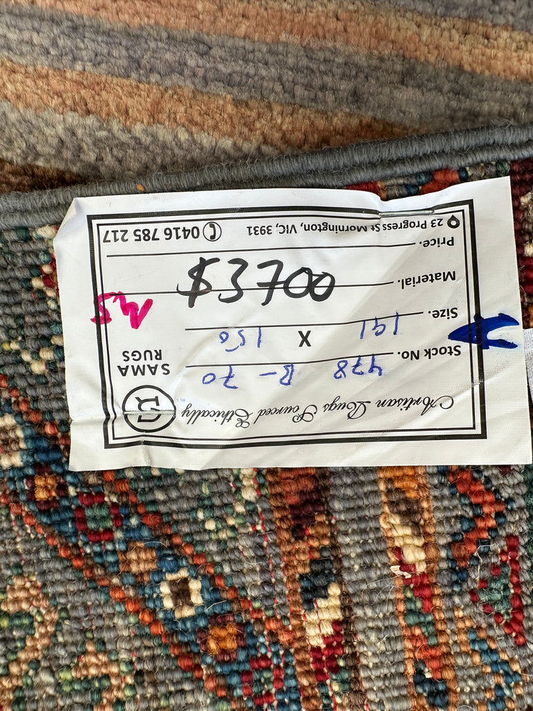 Afghan handmade rug,Chobi . Size: 191x150 cm