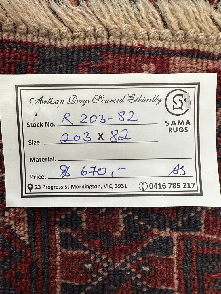 HANDMADE AFGHAN MUSHWANI KILIM RUNNER | 203x82  CM|