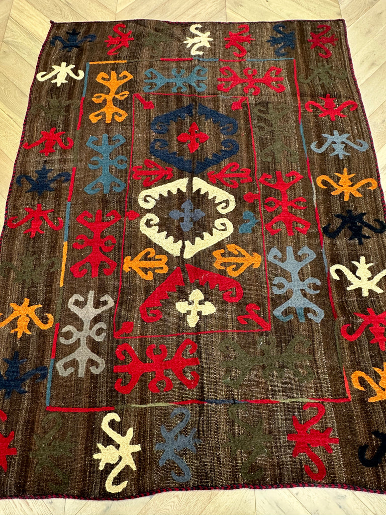 Afghan handmade tribal rug Suzani, size 200x146 cm