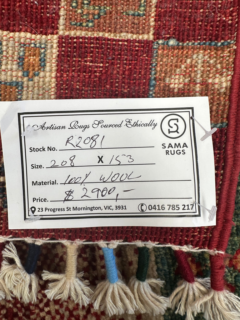 Afghan handmade rug,Chobi. Size: 208x153 cm