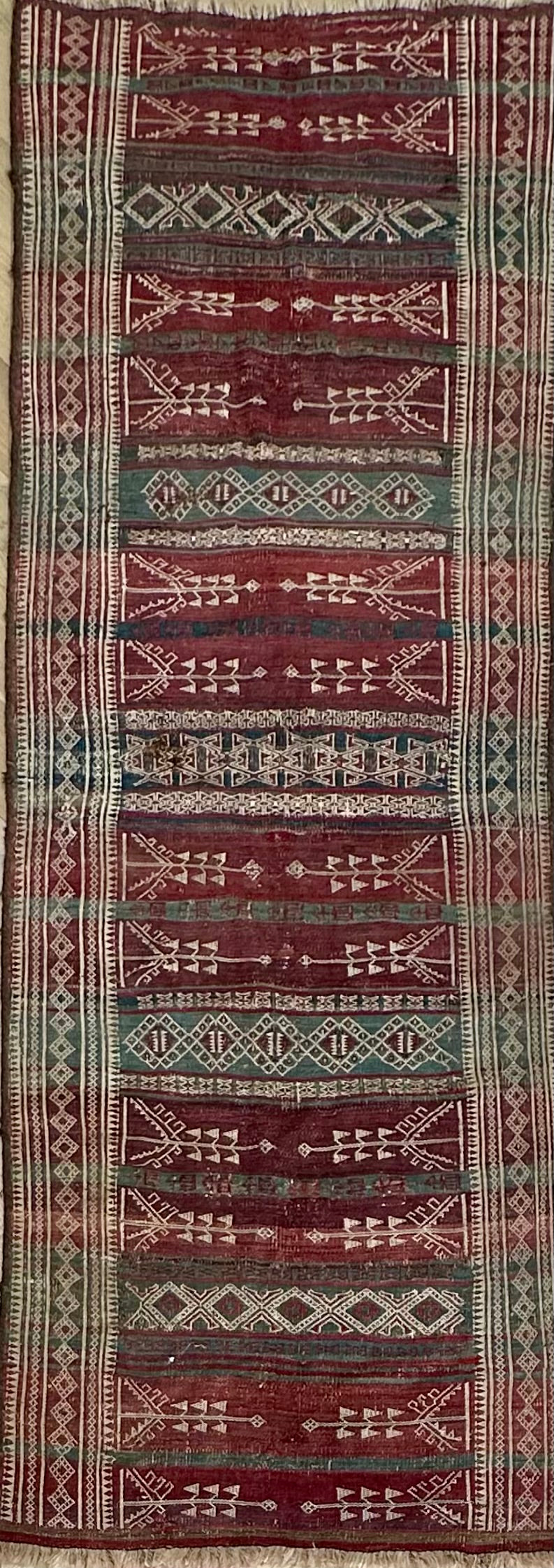 Vintage Afghan handmade Kilim(QALAE NAW) runner 235x83 cm