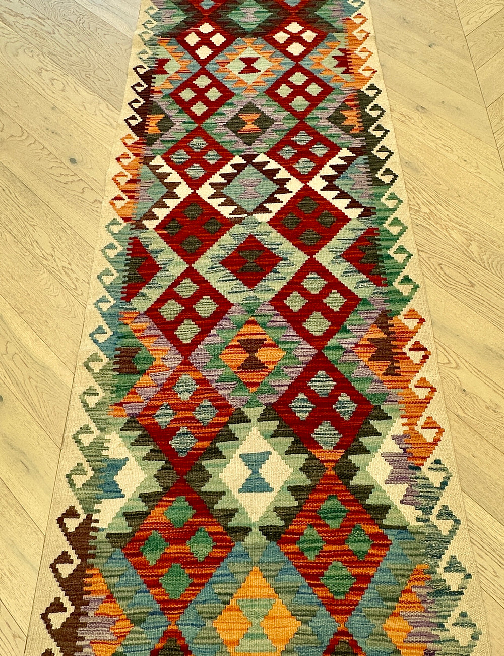 Afghan hand made Kilim runner 407x79 cm