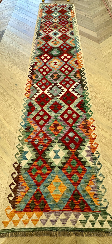 Afghan hand made Kilim runner 407x79 cm