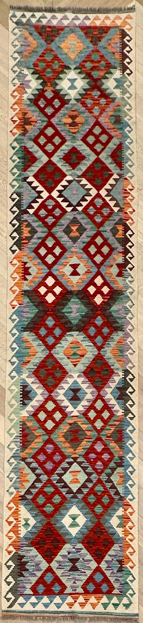 Afghan hand made Kilim runner 407x79 cm