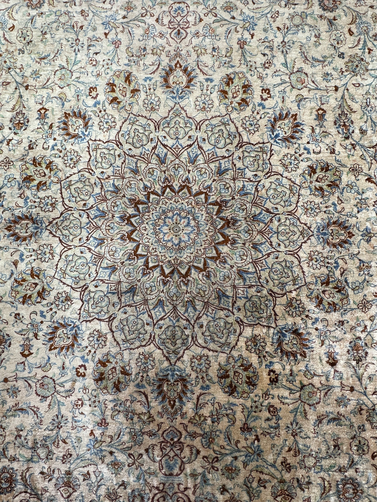 Pure Silk rare vintage handmade Persian rug 300x198 cm