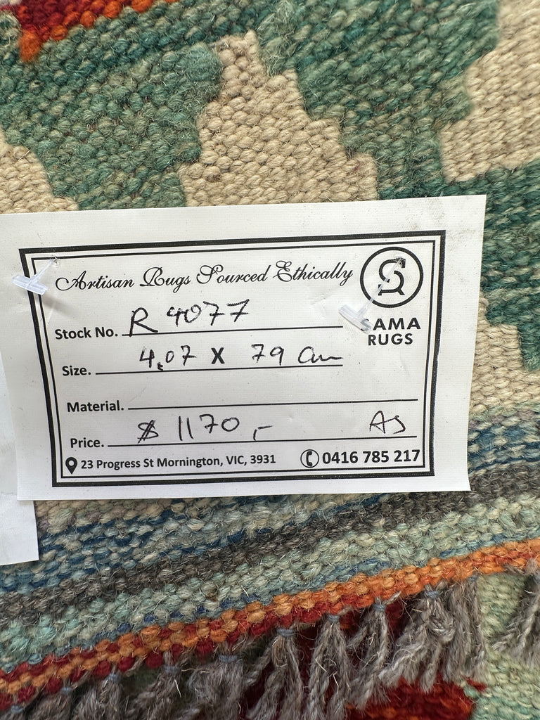 Afghan hand made Kilim runner 407x79 cm