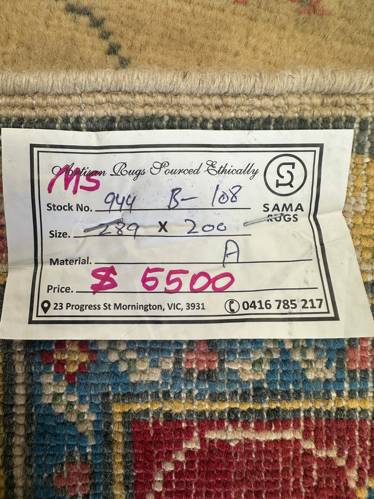 Afghan handmade rug,Chobi . Size: 289x200 cm