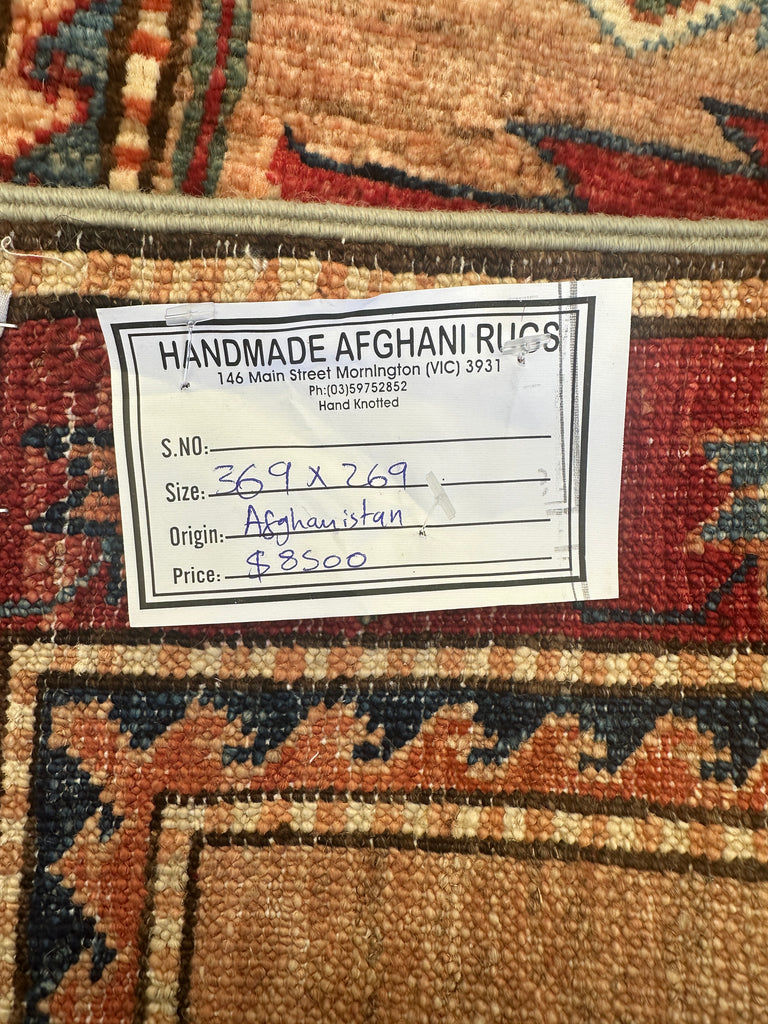 Afghan handmade rug,Chobi. Size:369x269 cm