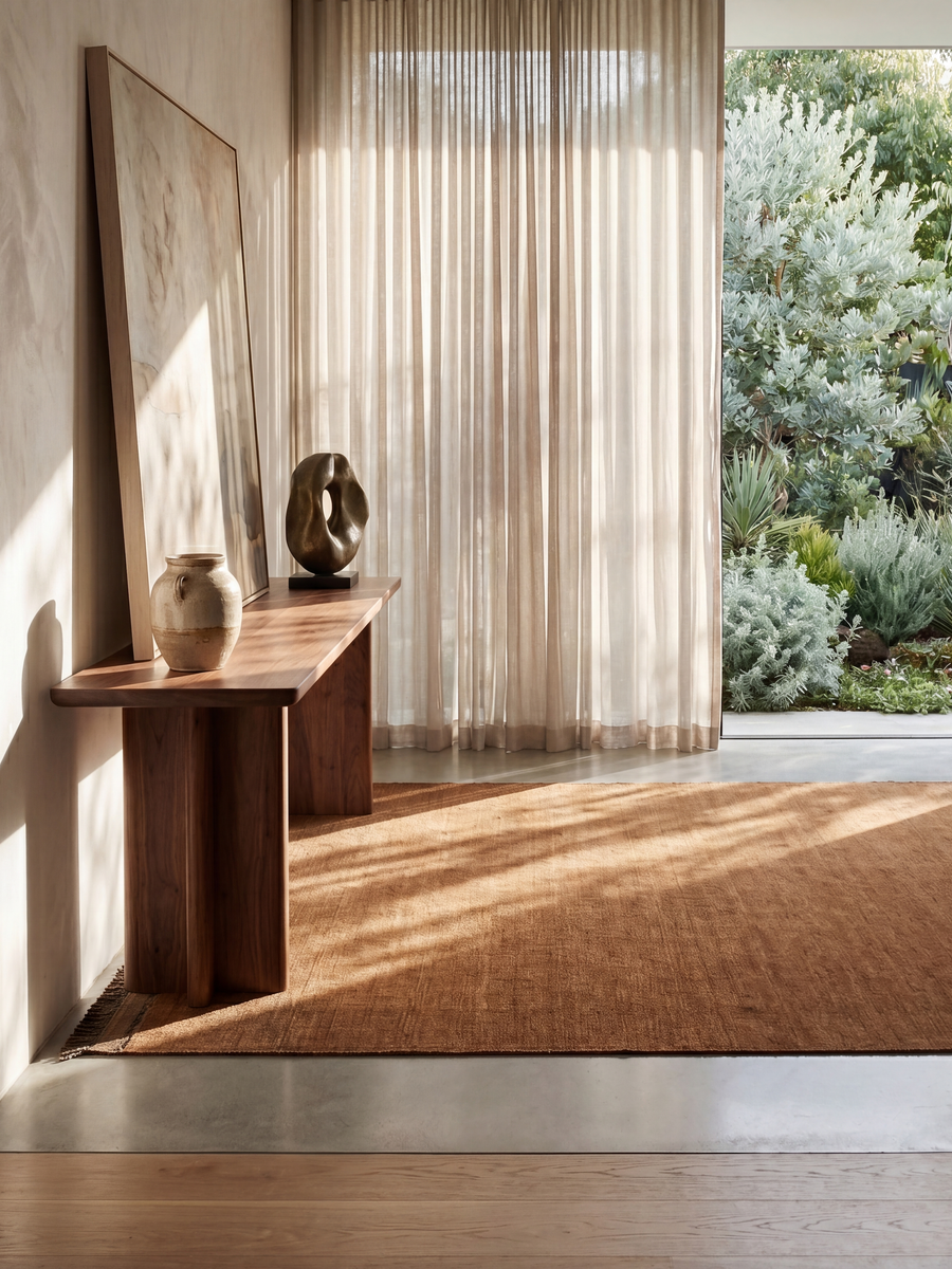 signature Fringe Designer Rug - Rust