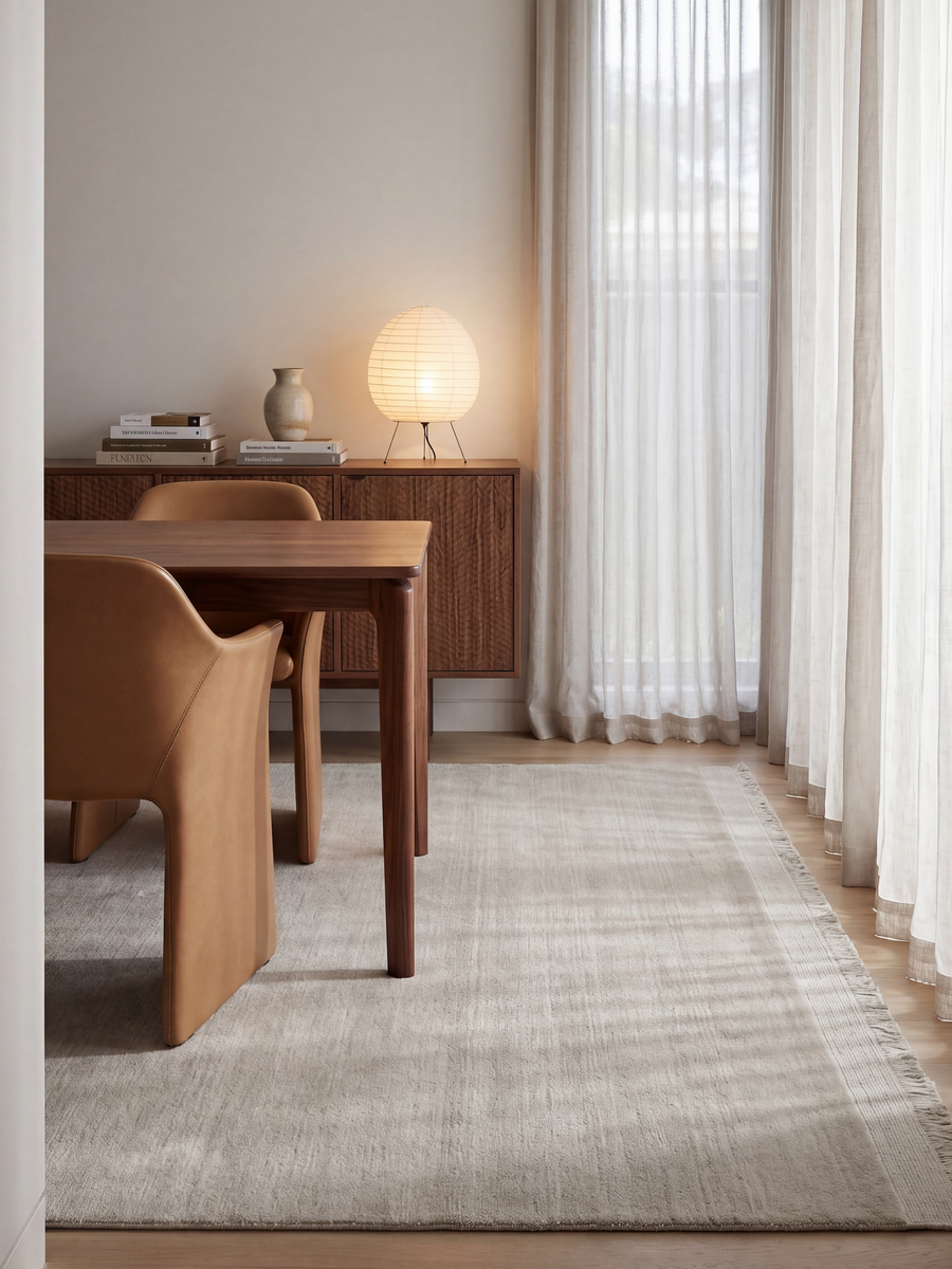 Signature Fringe Designer Rug - Light Grey
