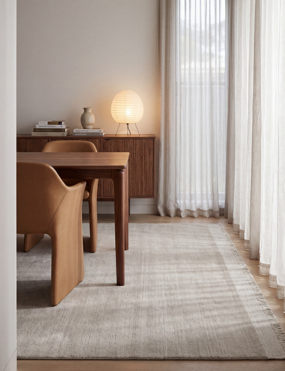 Signature Fringe Designer Rug - Light Grey