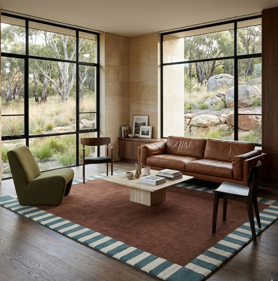 Field Designer Rug - Wine/Teal