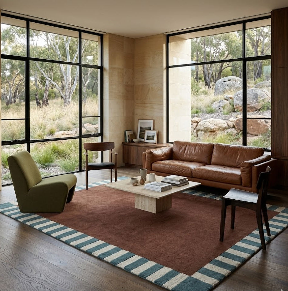 Field Designer Rug - Wine/Teal