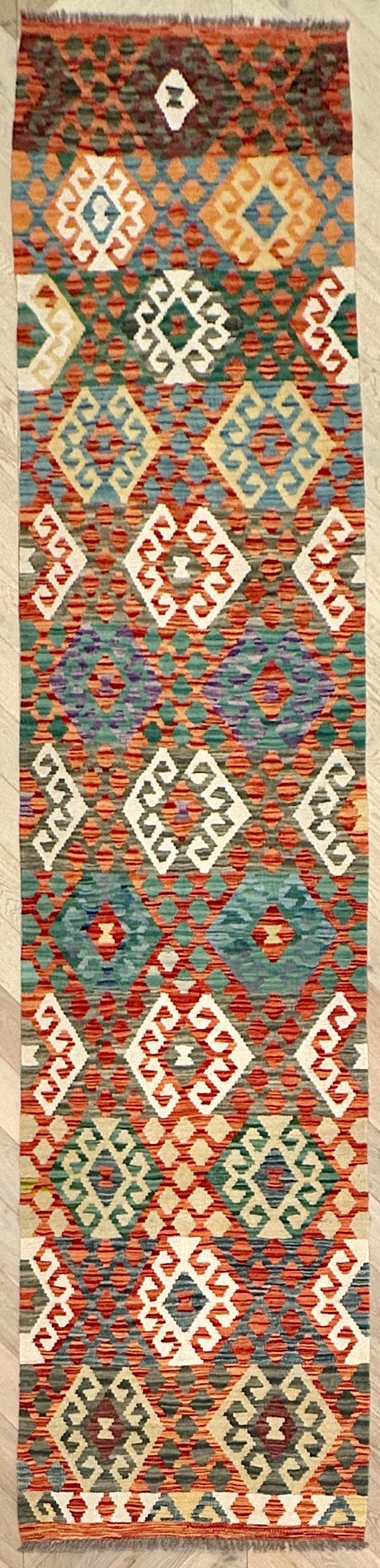 Afghan hand made Kilim runner 384x86 cm