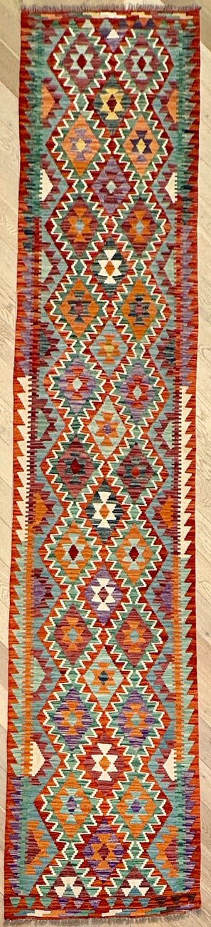 Afghan hand made Kilim runner 405x82 cm