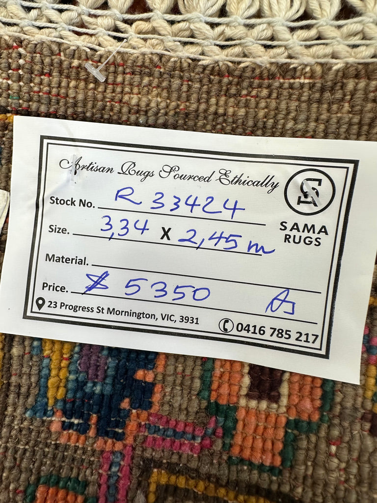 Afghan handmade rug,Chobi. Size:334x245 cm