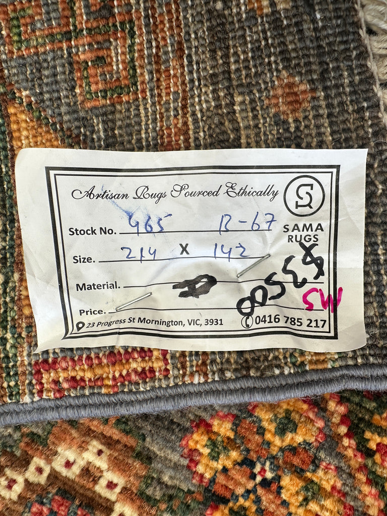 Afghan handmade rug,Chobi. Size: 214x142 cm