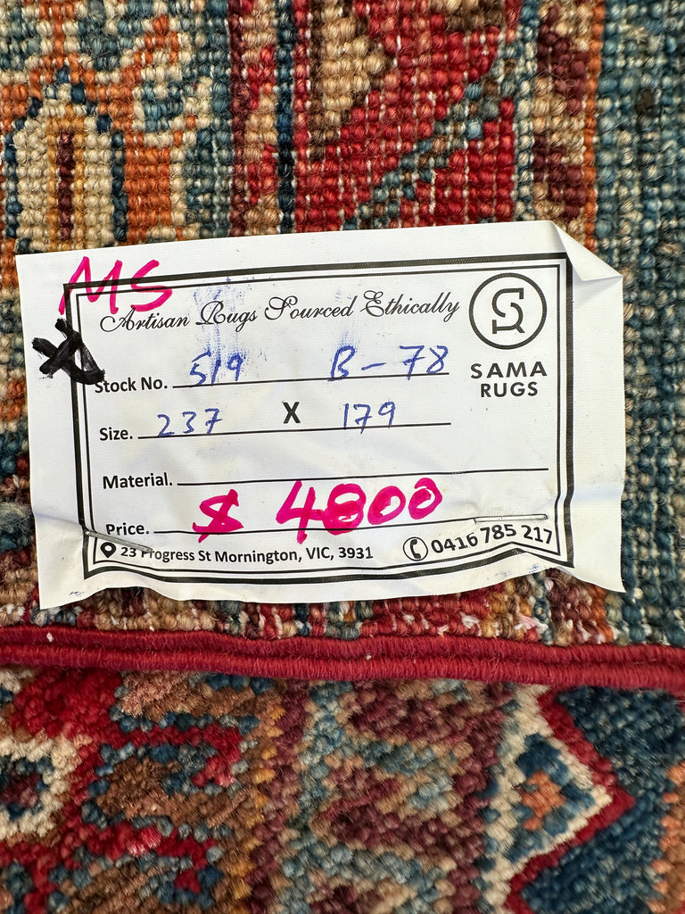 Afghan handmade rug,Chobi . Size: 237x189 cm