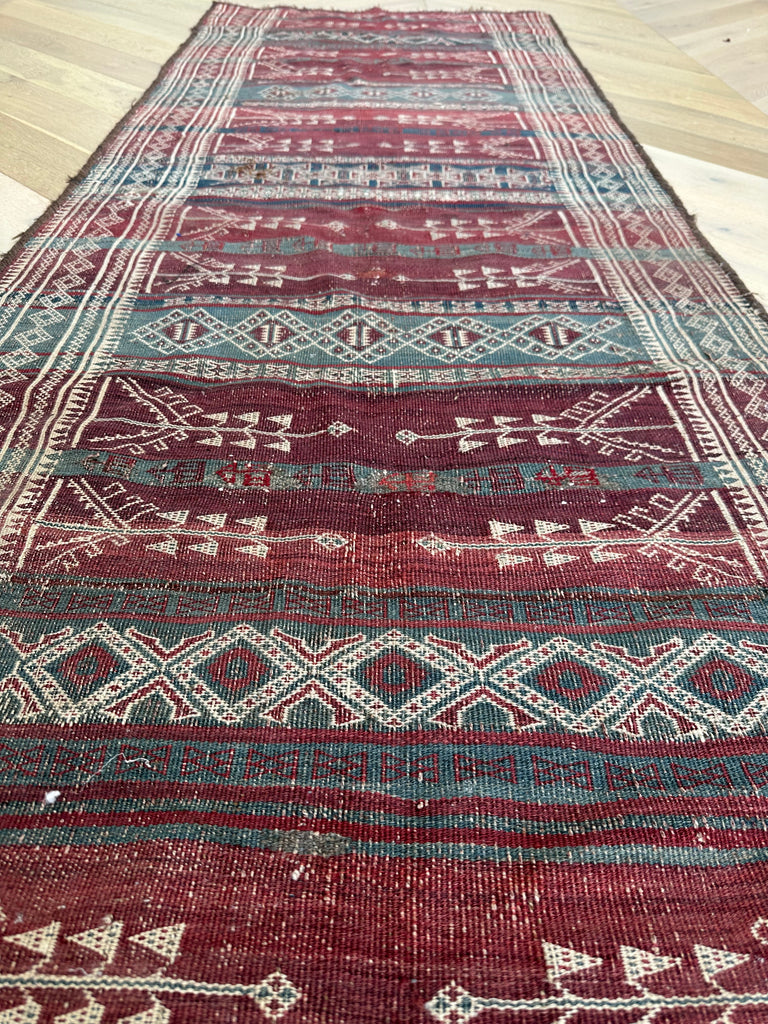Vintage Afghan handmade Kilim(QALAE NAW) runner 235x83 cm