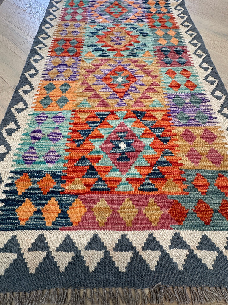 Afghan hand made Kilim runner 389x80 cm