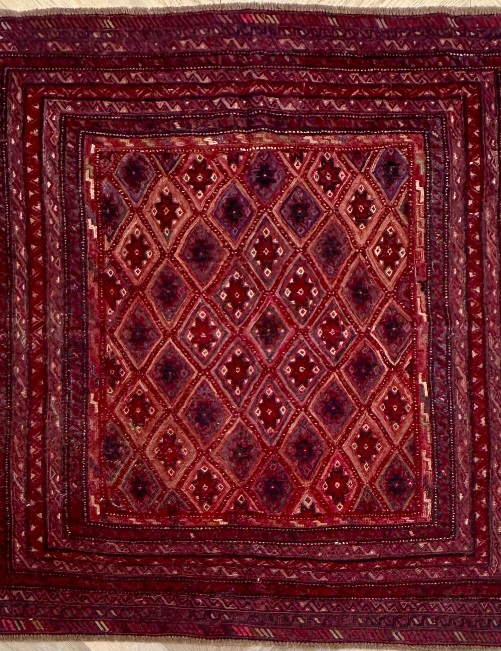 HANDMADE AFGHAN MUSHWANI KILIM | 136x126 CM|