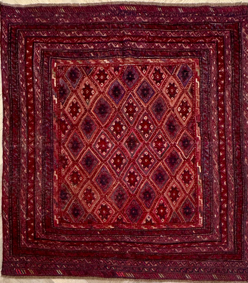 HANDMADE AFGHAN MUSHWANI KILIM | 136x126 CM|