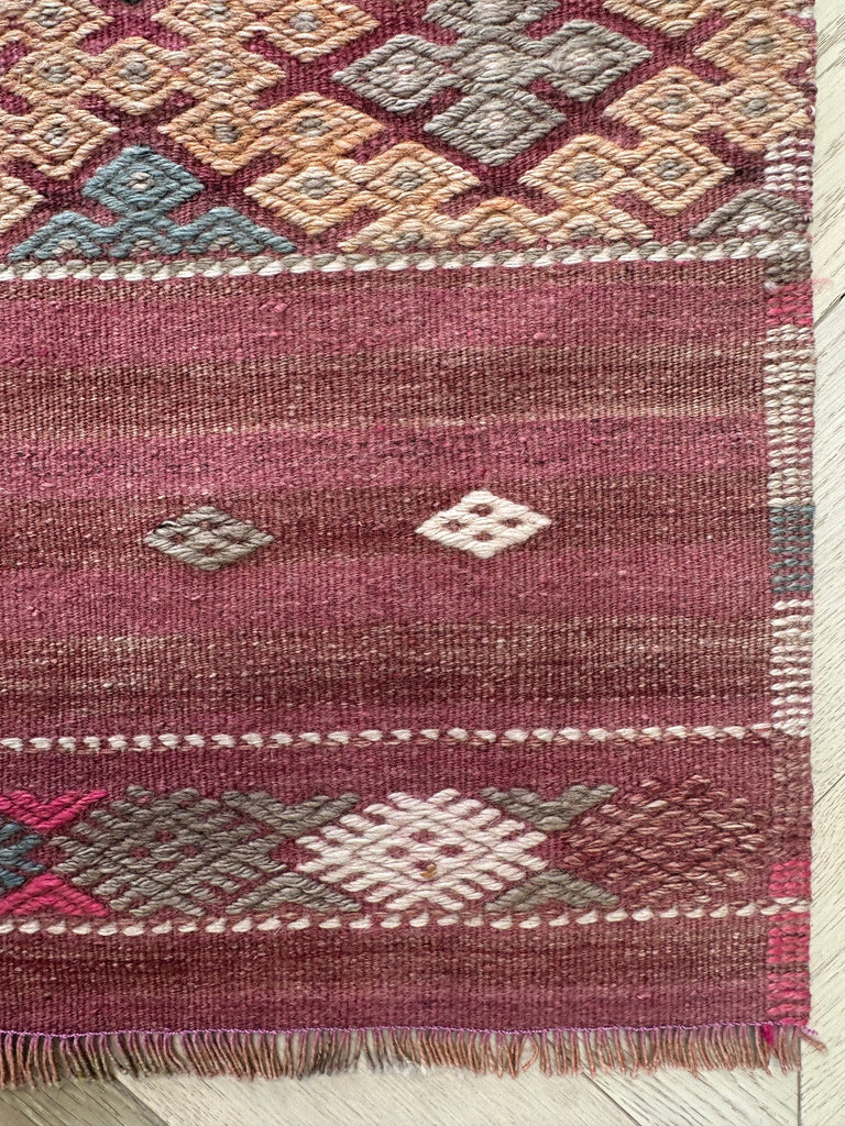 Hand woven Turkish vintage rug 220x186 cm