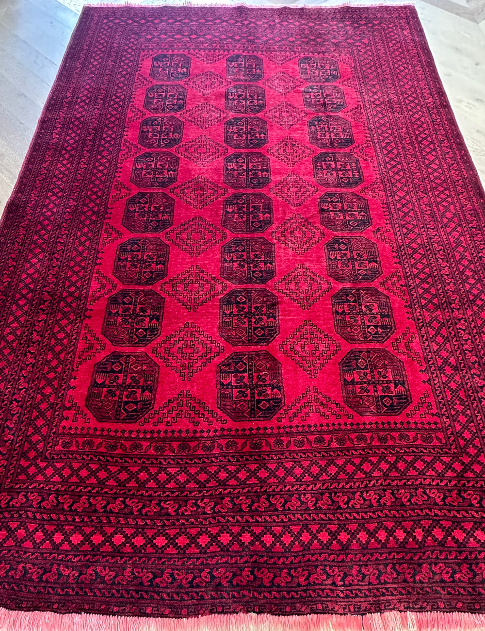 Rare Afghan Turkman elephant foot rug  295x200 cm