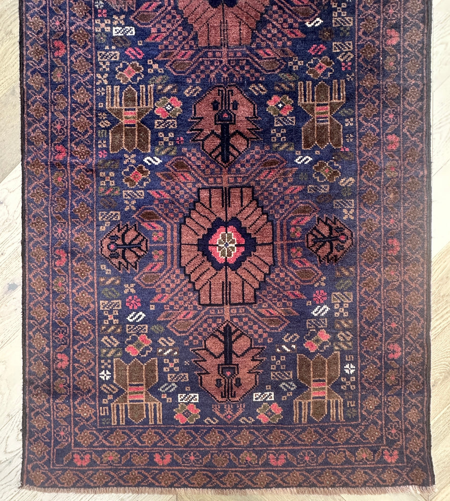 Vintage Afghan handmade Chobi runner 291x85 cm