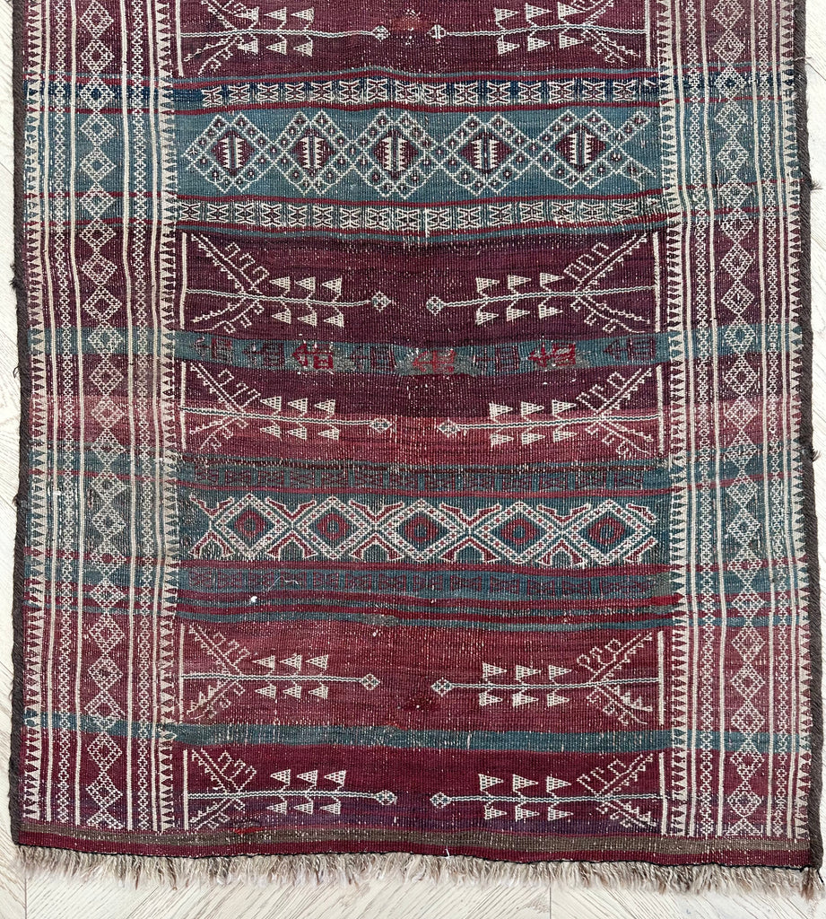 Vintage Afghan handmade Kilim(QALAE NAW) runner 235x83 cm