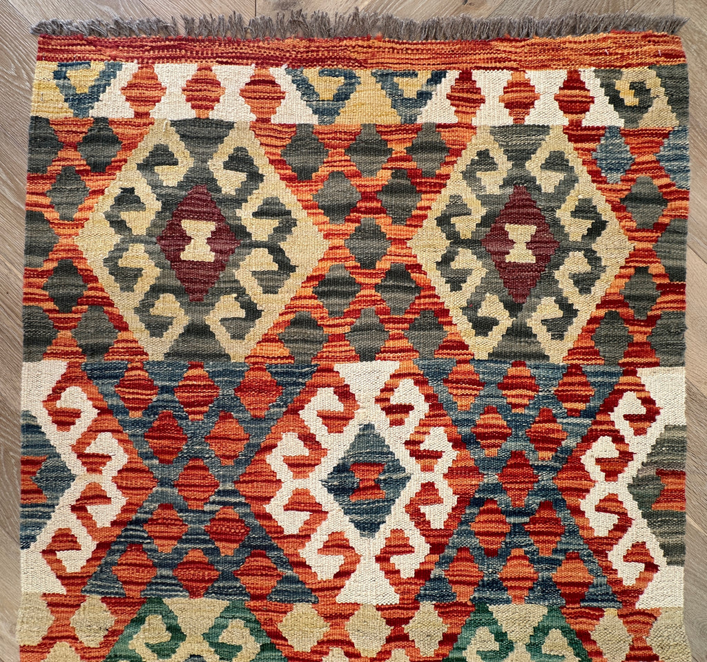 Afghan hand made Kilim runner 384x86 cm