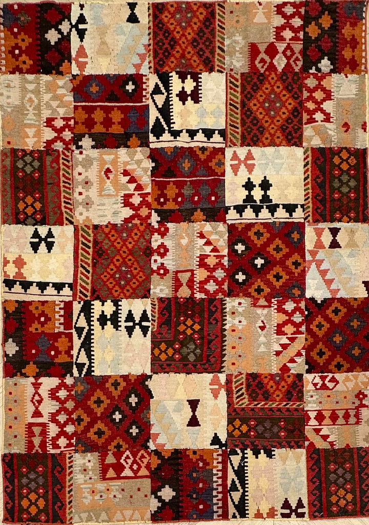 Handmade Afghan patchwork rug- 213x150 cm