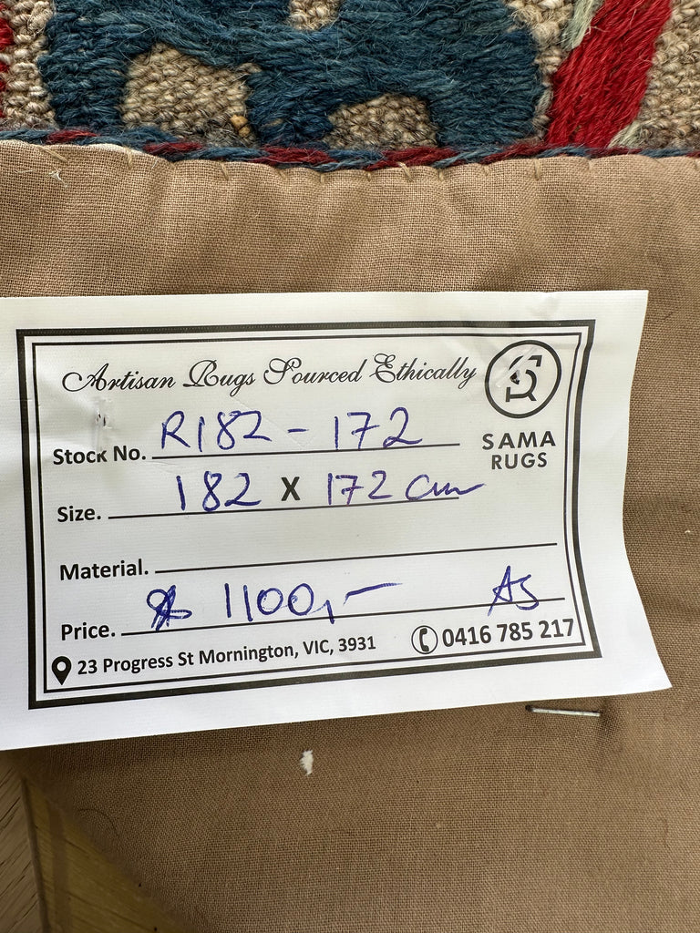 Afghan handmade tribal rug Suzani, size 182x172 cm