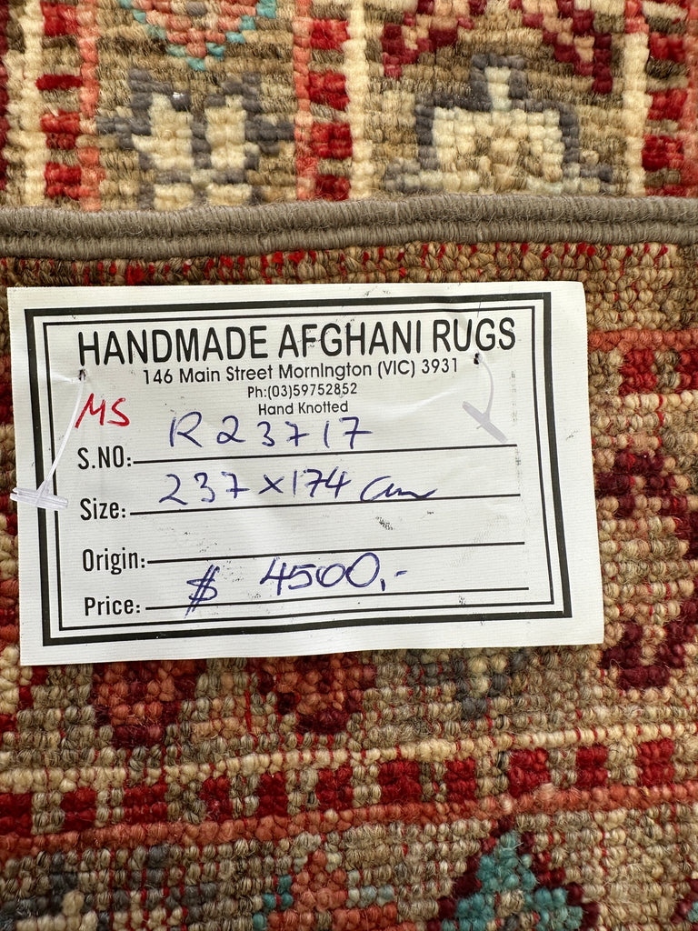 Afghan handmade rug,Chobi. Size: 237x174 cm