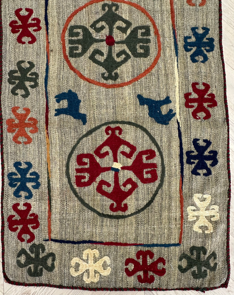 Afghan handmade tribal runner Suzani, size 300x90 cm