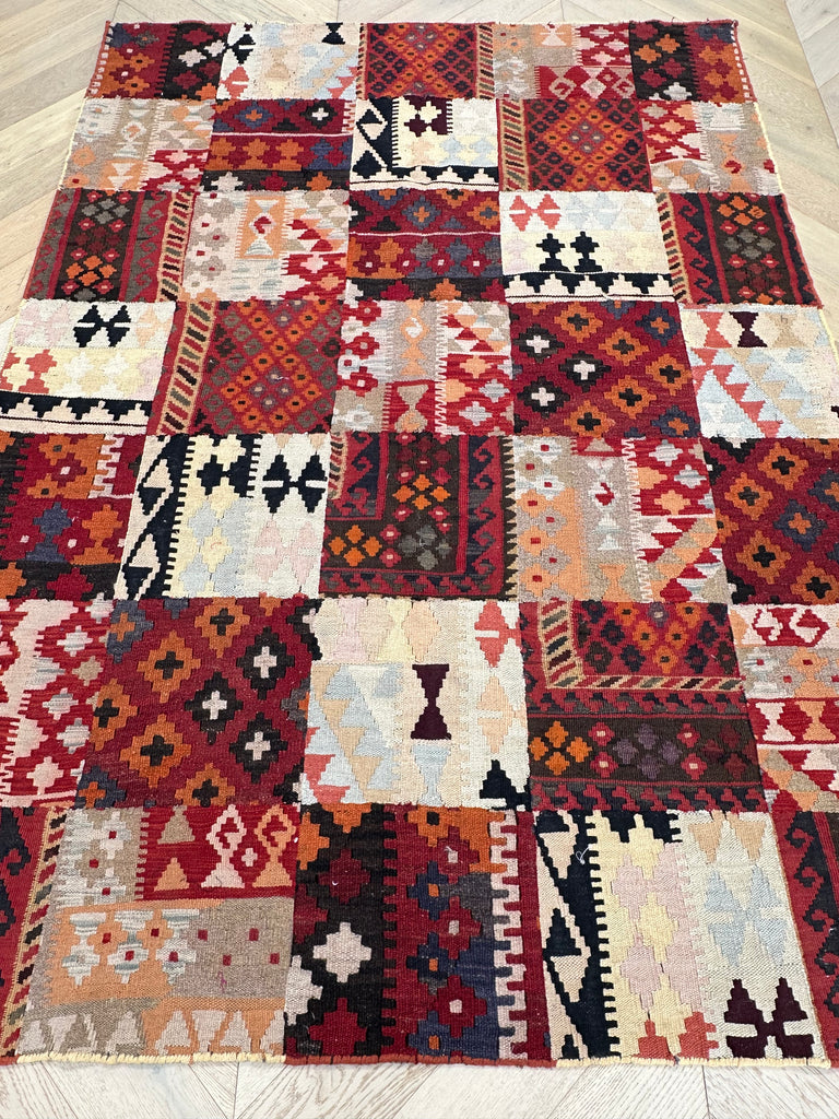 Handmade Afghan patchwork rug- 213x150 cm
