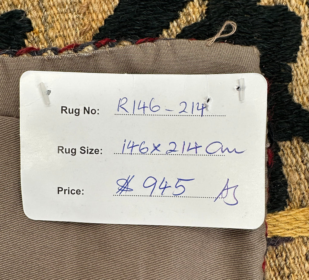 Afghan handmade tribal rug Suzani, size 214x146 cm