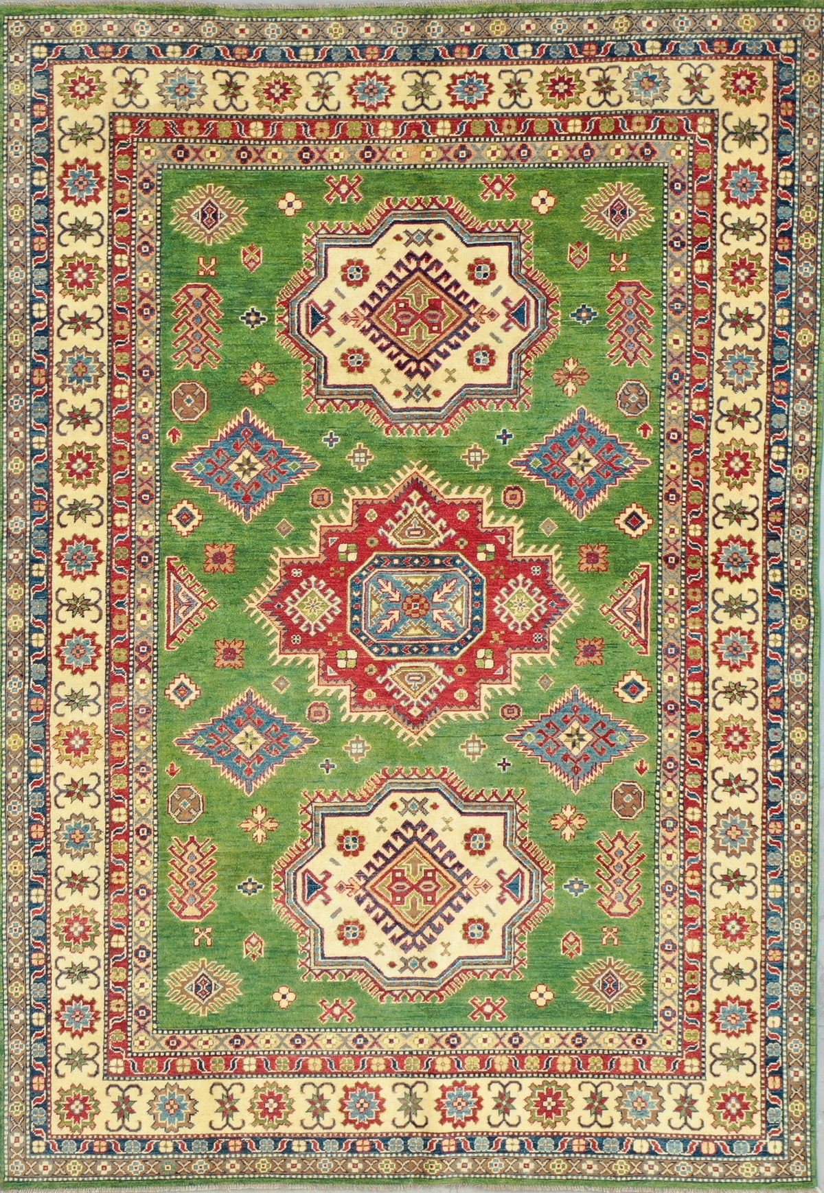 Green Kazak handmade rug 295x207cm