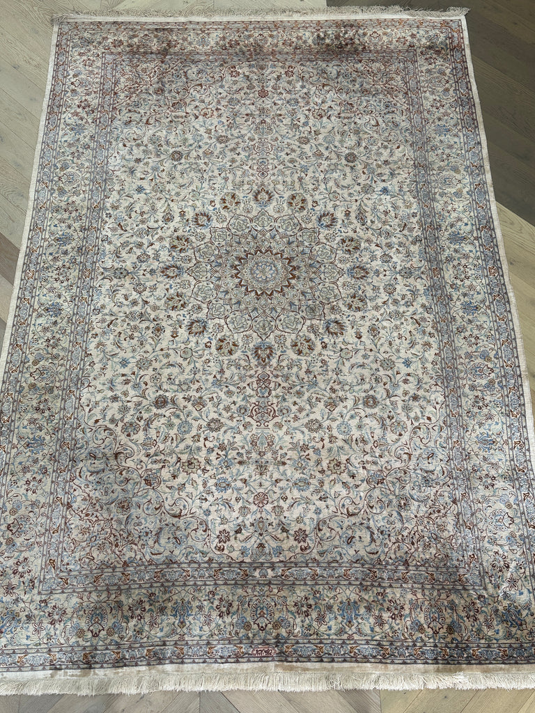 Pure Silk rare vintage handmade Persian rug 300x198 cm