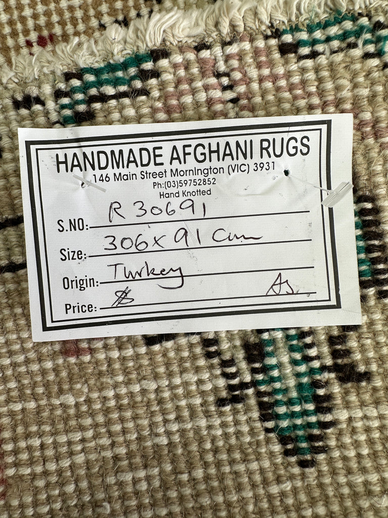 Turkish hand made runner 306x91 cm