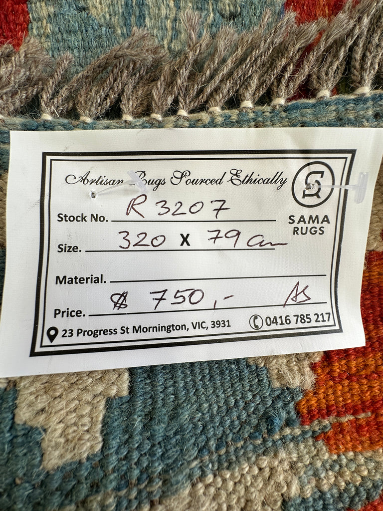 Afghan hand made Kilim runner 320x79 cm