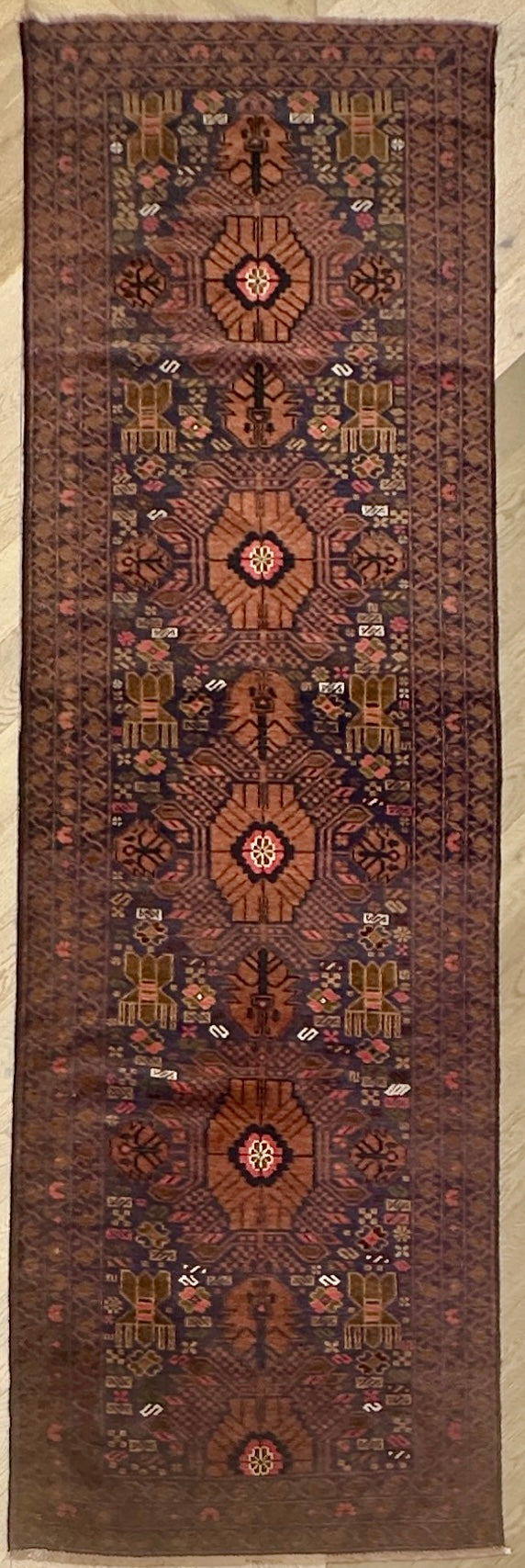 Vintage Afghan handmade Chobi runner 291x85 cm