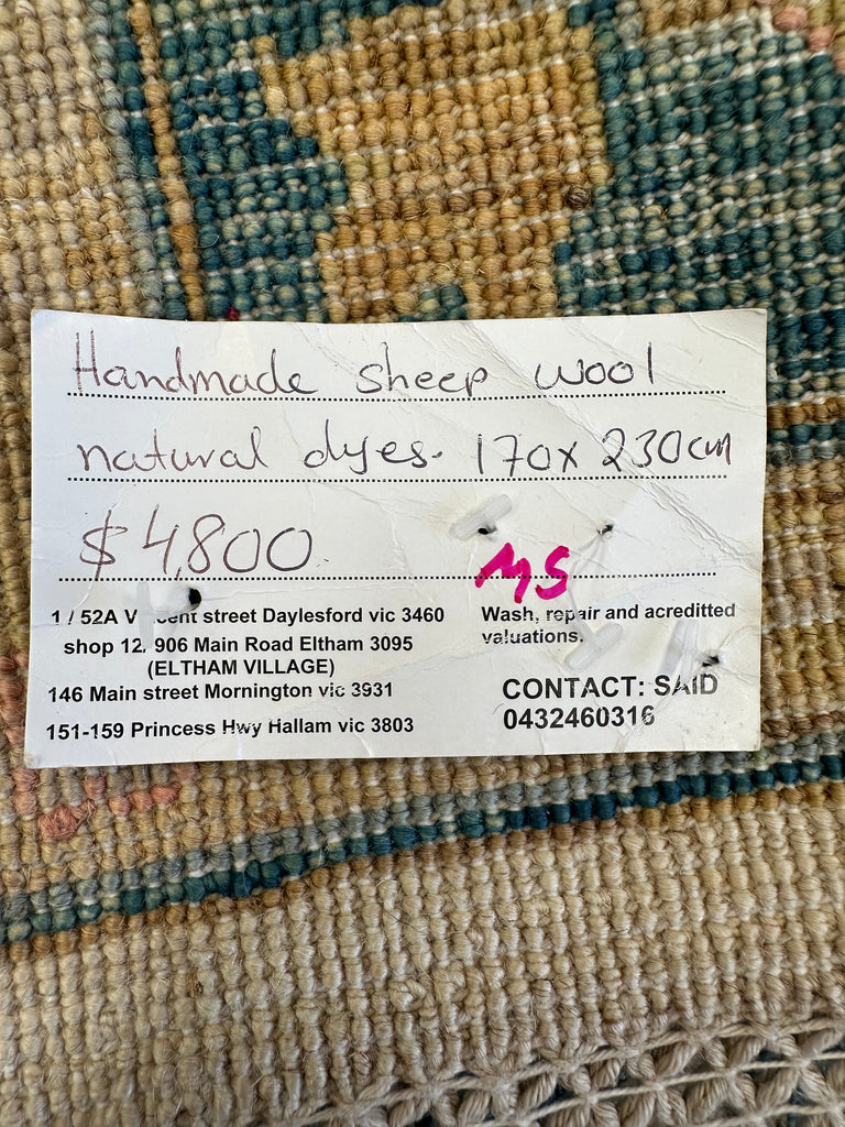 Afghan handmade rug,Chobi. Size: 230x170 cm