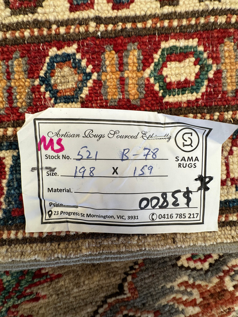 Afghan handmade rug,Chobi. Size: 198x159 cm