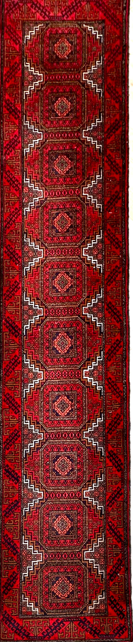 Khal Mohammadi 370x76 cm - Traditional red rug runner